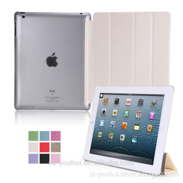 Factory Outlet PU Silken Pattern Smart Magnetic Flip Cover Case for iPad 2 for iPad 3 for iPad 4